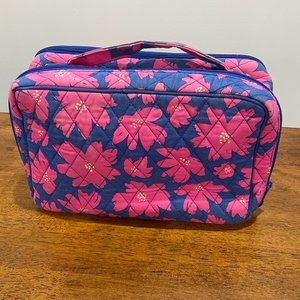 Vera Bradley Blush and Brush Large Floral Pink Cosmetic Case, Travel Makeup